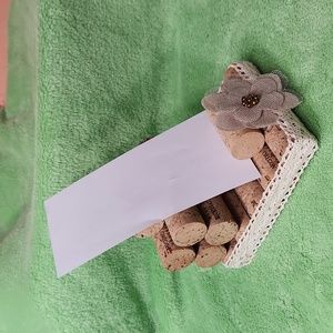 Handmade Farmhouse Eyelit Lace Floral Wine Corks Phone Stand